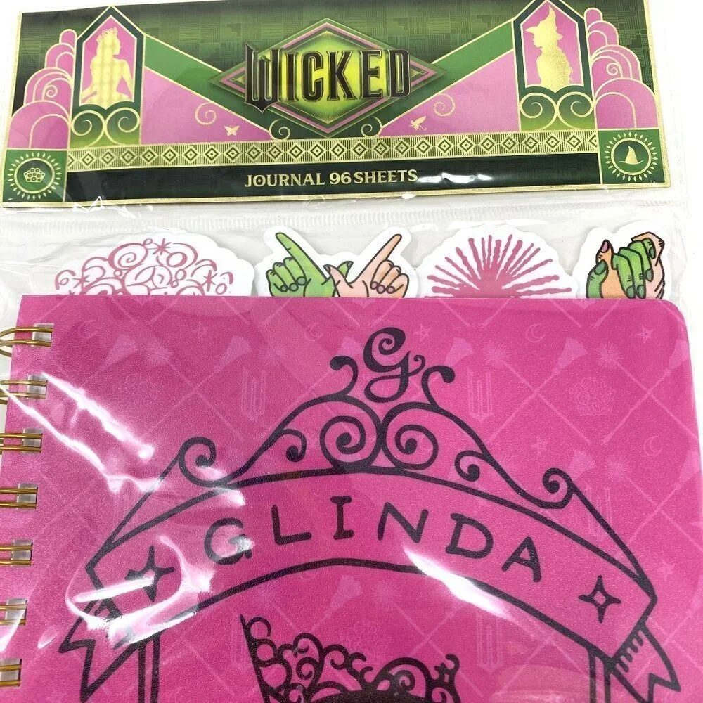 Wicked The Movie Pink Glinda 96 Page Spiral Tab Journal 8.25
